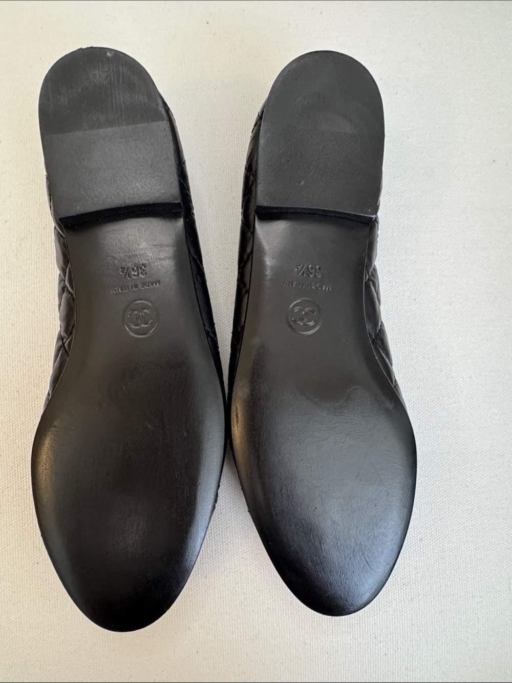 Chanel Aged Calfskin Quilted Cap Toe Ballerina Flats Black NIB 36.5 - Picture 4 of 8